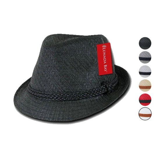 Lunada Bay Paper Straw Fedora Braided Hatband Caps Hats Paper Straw Unisex-Black-Small/Medium-