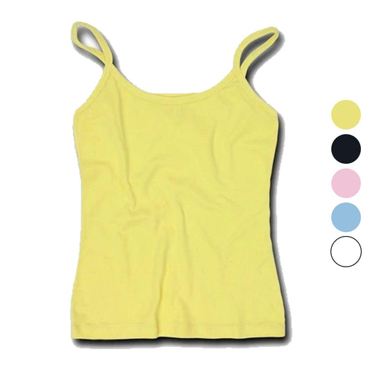 Decky Women'S Cotton Jersey Rib Spaghetti Strap T-Shirt Camisole Tanks-Small-Banana-