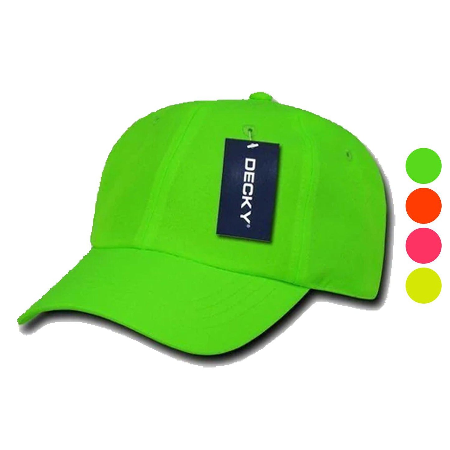 1 Dozen Decky Neon Pre Curved Bill 6 Panel Low Crown Dad Hats Caps Wholesale-