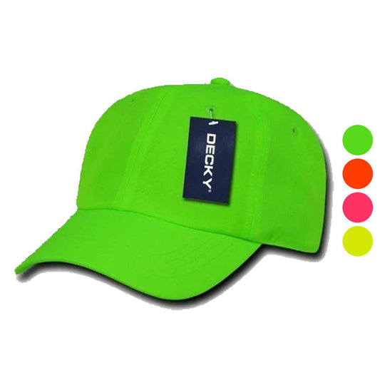 1 Dozen Decky Neon Pre Curved Bill 6 Panel Low Crown Dad Hats Caps Wholesale-
