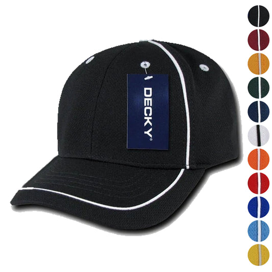 1 Dozen Decky Piped Racing 6 Panel Jersey Mesh Baseball Caps Hats Wholesale Bulk-