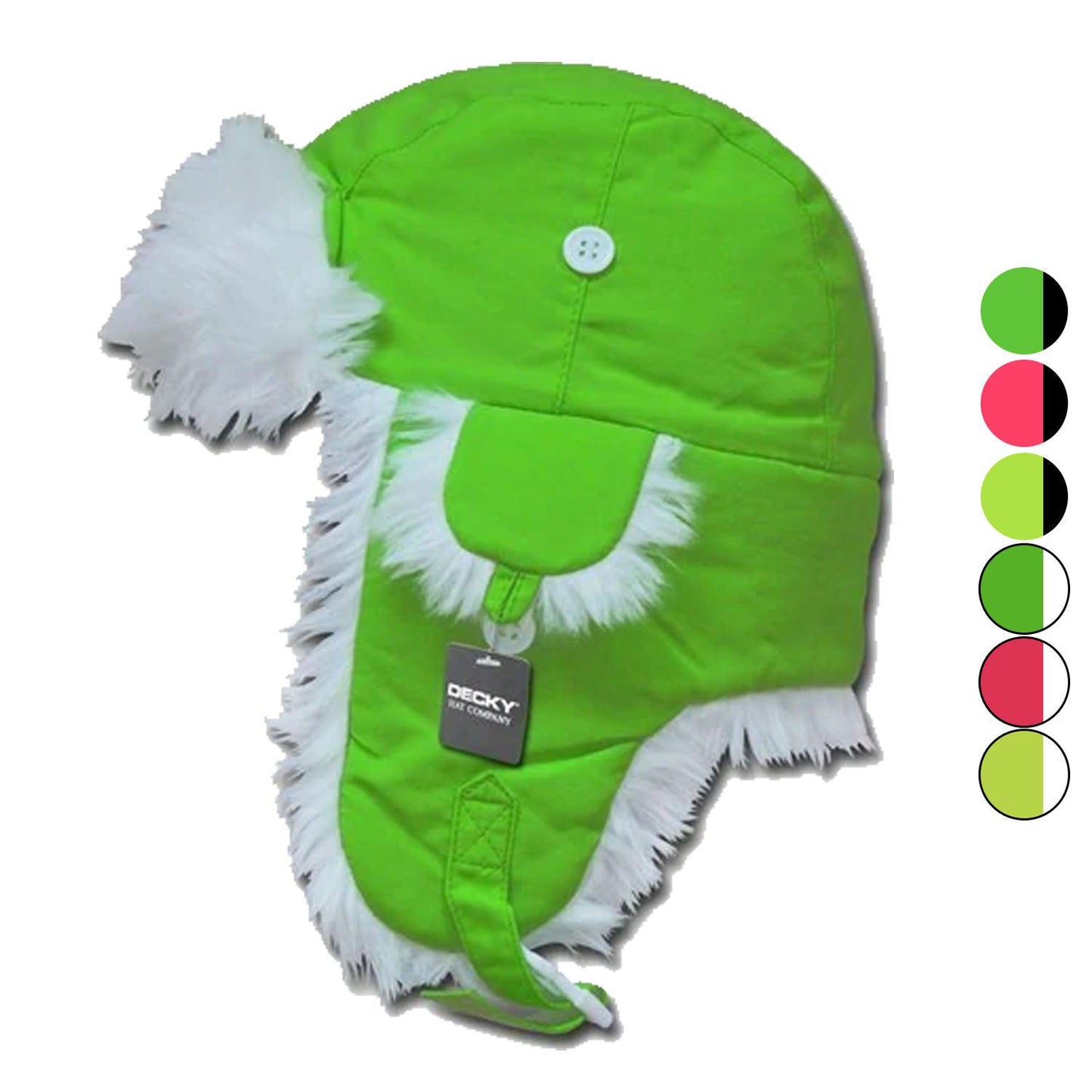 1 Dozen Decky Aviator Trooper Neon Faux Fur Ear Flap Hats Caps Wholesale-