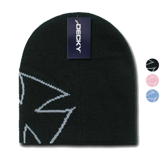Decky Chopper Biker Iron Cross Logo Beanies Caps Hats Ski Skull Warm Winter-Black/Grey-