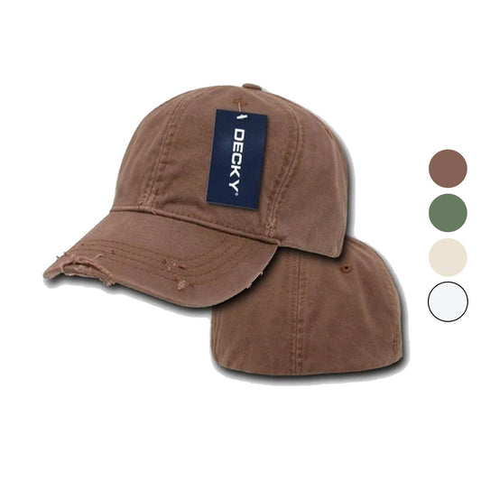 Decky Fitted Vintage Washed Polo Distressed Baseball 6 Panel Hats Caps-CREAM-S (6 7/8 - 7)-