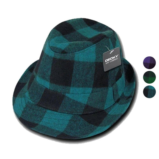 1 Dozen Decky Acrylic Plaid Lightweight Fedora Fedoras Panama Hats Wholesale-