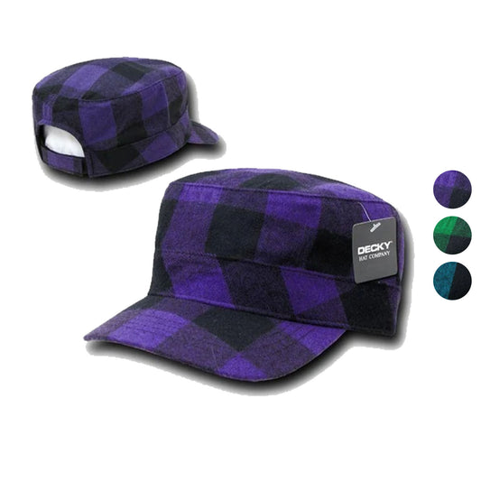 1 Dozen Decky Plaid Flannel Flat Top Bdu Gi Cadet Military Patrol Hat Wholesale-