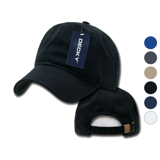 1 Dozen Decky Two Ply Polo Washed Heavy Cotton 6 Panel Dad Hats Cap Wholesale-