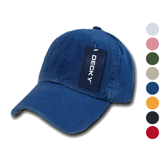 Decky Blank Polo Dad Hats Caps Solid Plain Washed 8 Colors-Black-