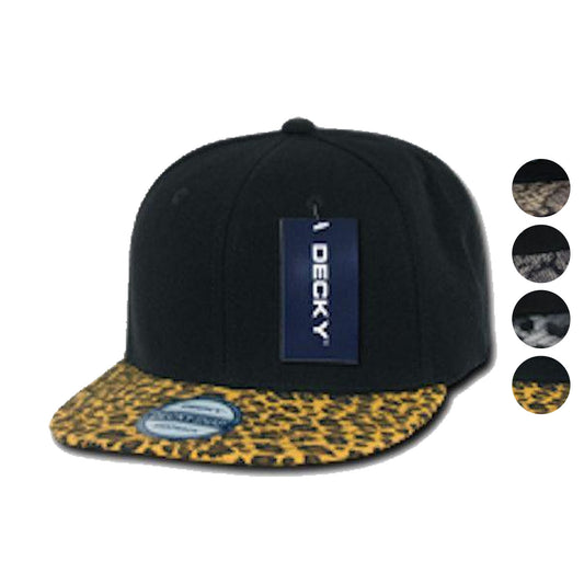 1 Dozen Decky Animal Print Retro Flat Bill Hats Snake Leopard Skin Wholesale-