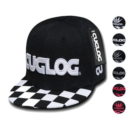 1 Dozen Cuglog Checker 6 Panel Retro Flat Bill Snapback Caps Hats Wholesale Bulk-