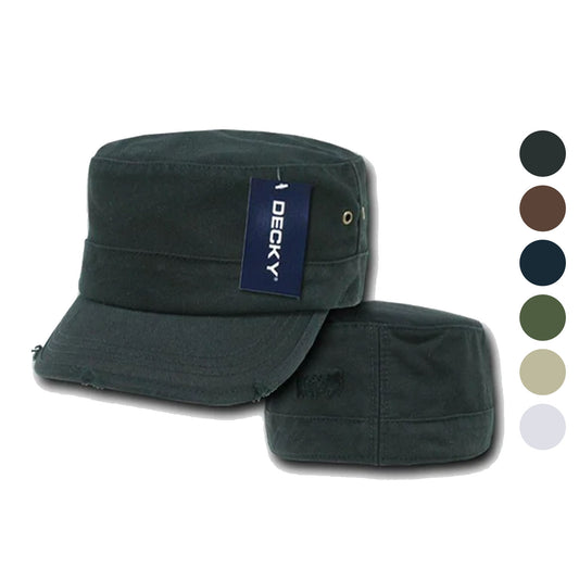 Decky Bdu G.I. US Military Patrol Cadet Army Distressed Fitted Hats Caps-BLACK-S/M-