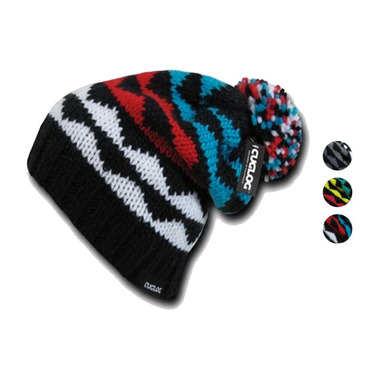 Cuglog K2 Slouch Beanies Pom Pom Style Winter Cuffed Caps Hats-BLACK/GREY-