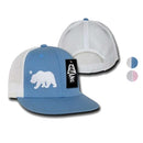 Youth California Cali Bear Trucker Hats Caps Flat Bill Pink Blue-SKY/WHITE- 1 image