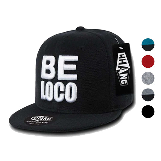 1 Dozen Be Loco 6 Panel Retro Flat Bill Constructed Snapback Hats Caps Wholesale Lots-