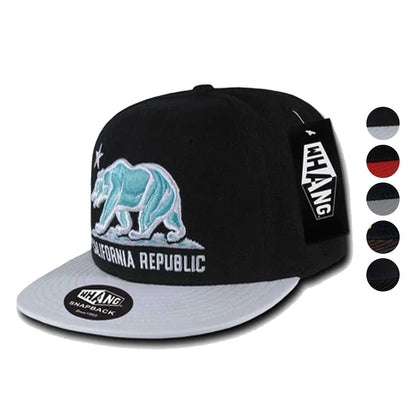 1 Dozen California Republic 6 Panel Flat Vinyl Bill Snapback Hats Caps Wholesale Bulk-
