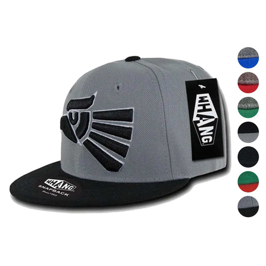 Whang Graphic Snapbacks Mexico Mexican Eagle 6 Panel Flat Bill Hats Caps-Black/Grey-