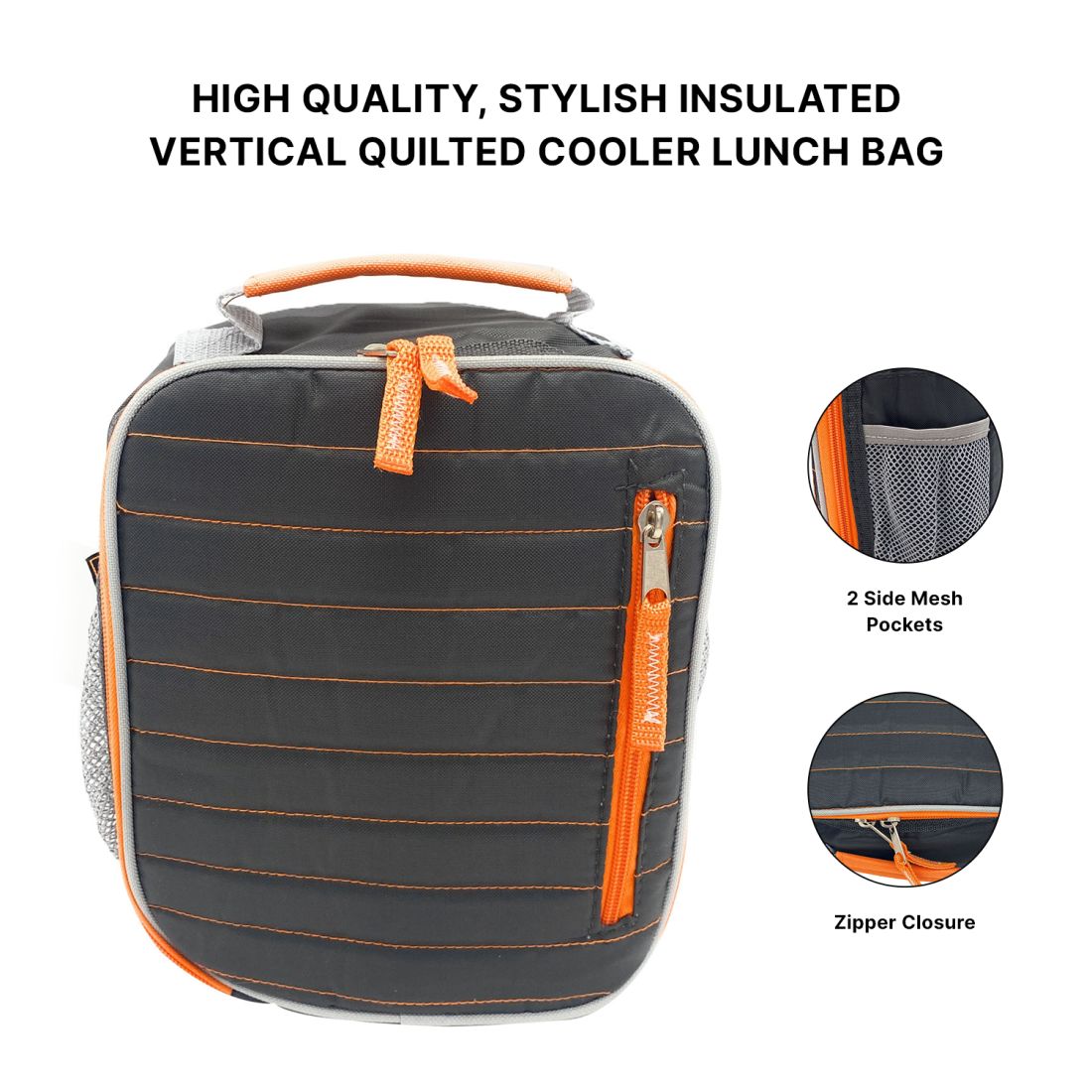 Empire Cove Vertical Insulated Lunch Bag Quilted Cooler Food Tote Picnic Travel-Blue-