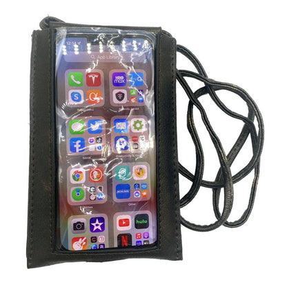 Empire Cove Cell Phone Crossbody Bags Touchscreen Clear Window Wallet Pouch Purse-Black-