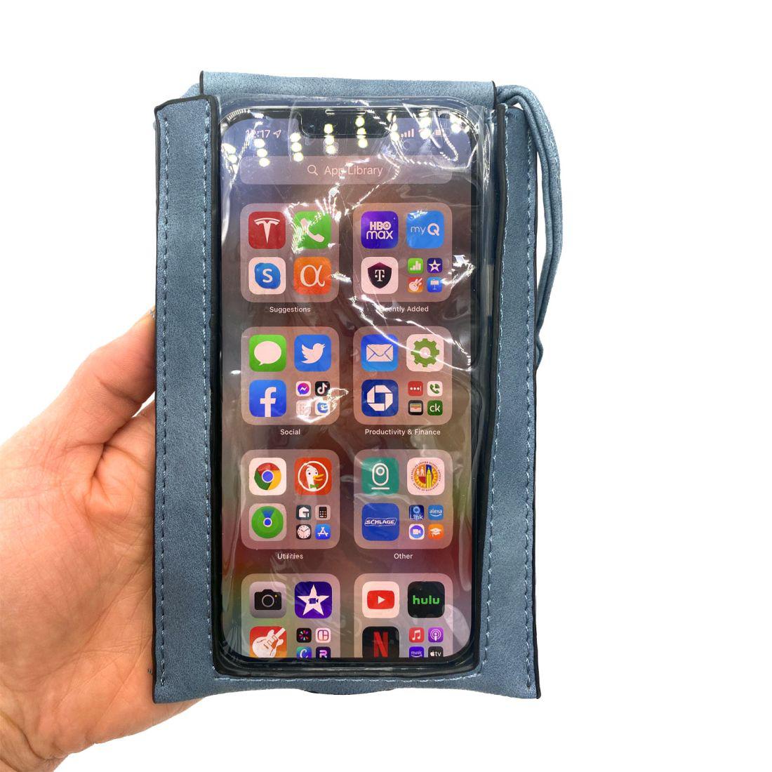 Empire Cove Cell Phone Crossbody Bags Touchscreen Clear Window Wallet Pouch Purse-Black-