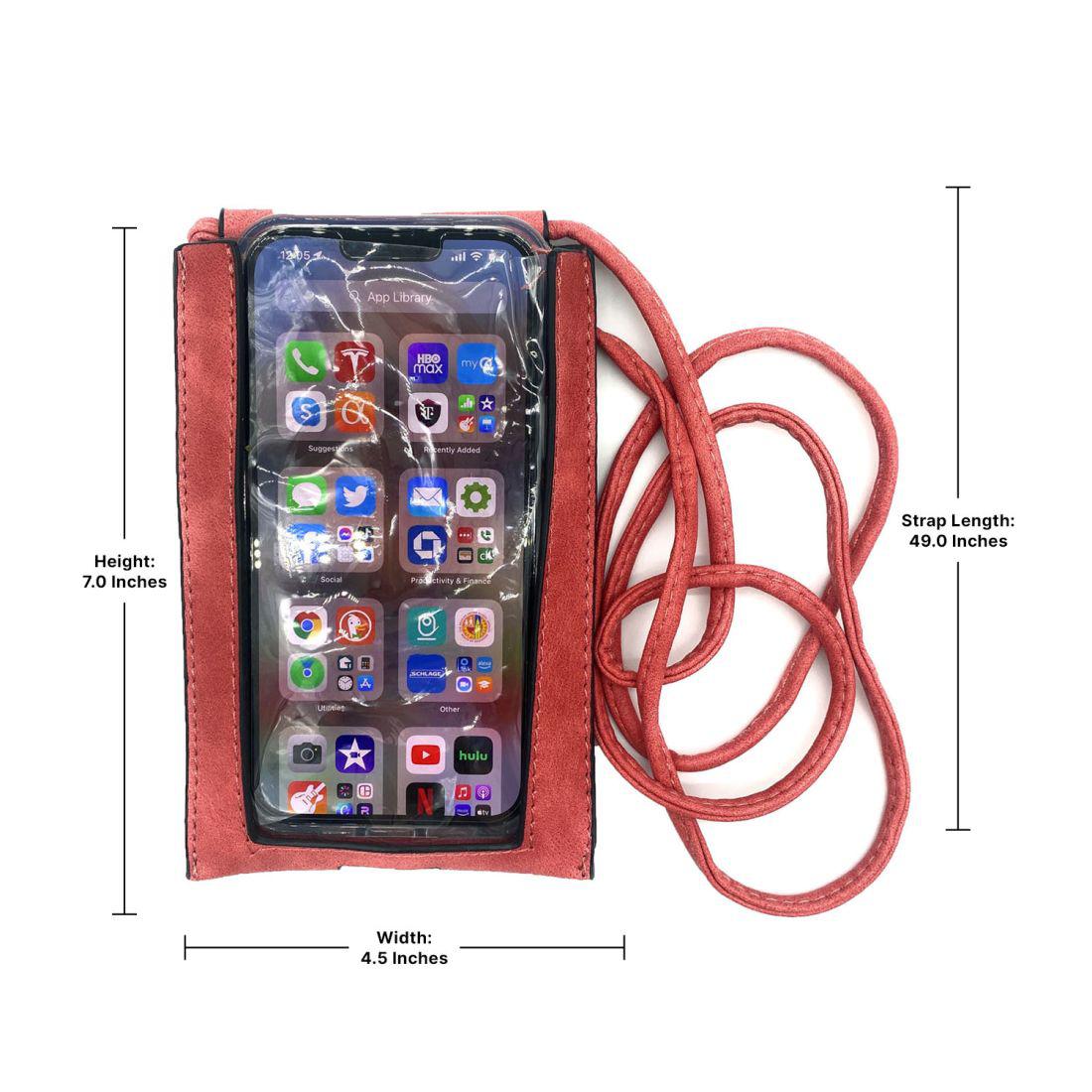 Empire Cove Cell Phone Crossbody Bags Touchscreen Clear Window Wallet Pouch Purse-Black-