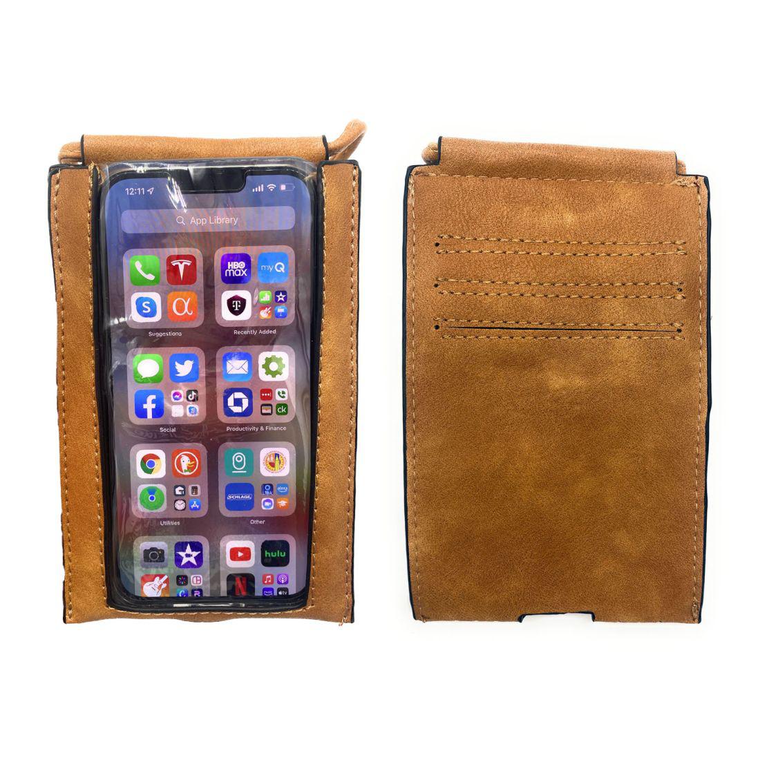 Empire Cove Cell Phone Crossbody Bags Touchscreen Clear Window Wallet Pouch Purse-Tan-