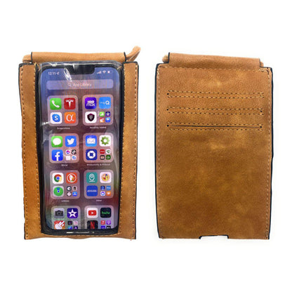 Empire Cove Cell Phone Crossbody Bags Touchscreen Clear Window Wallet Pouch Purse-Tan-