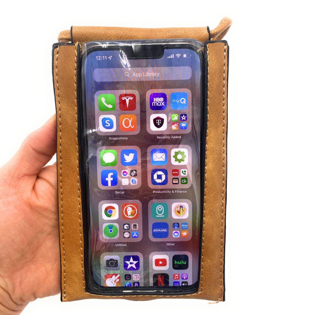 Empire Cove Cell Phone Crossbody Bags Touchscreen Clear Window Wallet Pouch Purse-Black-