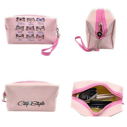 Empire Cove Womens 3 Piece Gift Set Cat Cosmetic Bag Makeup Pouch Mirror Coin Purse-