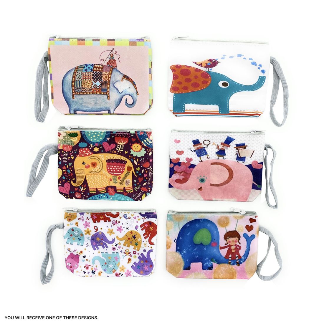 Empire Cove Womens 3 Piece Gift Set Elephant Cosmetic Bag Makeup Coin Pouch Mirror-
