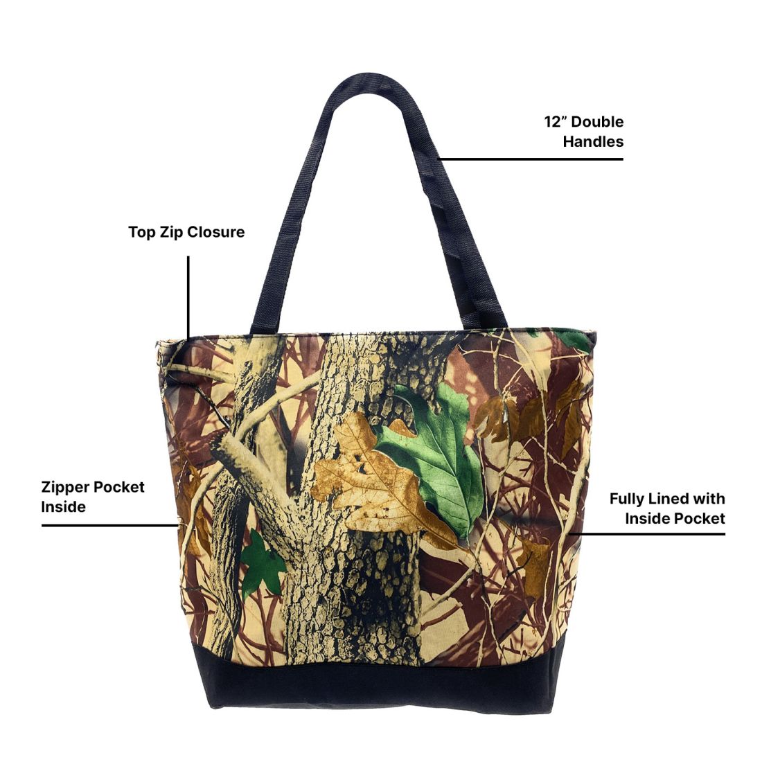 Empire Cove 2 Piece Gift Set Camouflage Large Tote Bag Insulated Lunch Bag Cooler-
