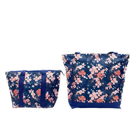 Empire Cove 2 Piece Gift Set Floral Large Tote Bag Insulated Lunch Bag Cooler-