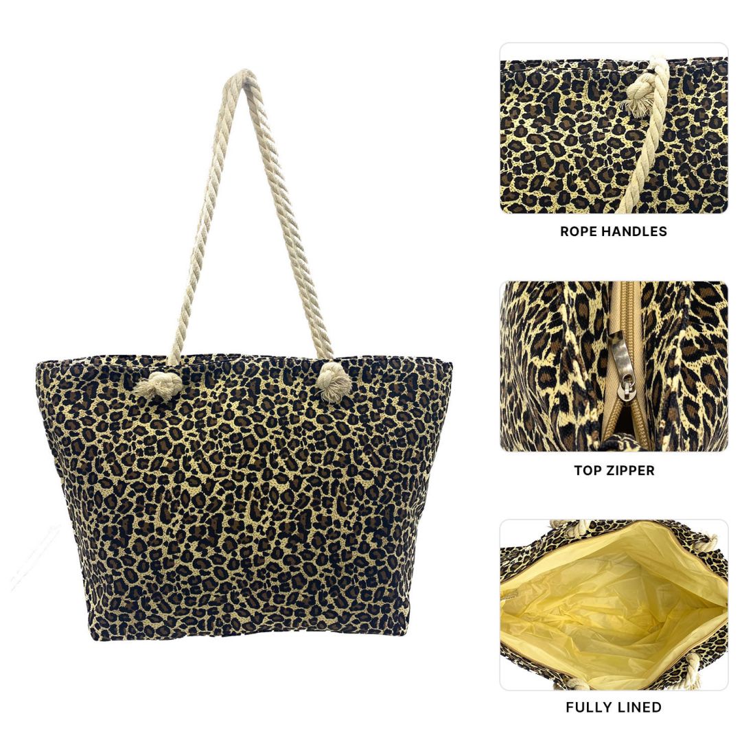 Empire Cove Womens 2 Piece Gift Set Leopard Beach Tote Bag Sunglasses Travel-