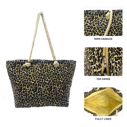 Empire Cove Womens 2 Piece Gift Set Leopard Beach Tote Bag Sunglasses Travel-