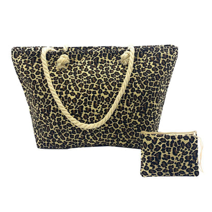 Empire Cove Womens 2 Piece Gift Set Leopard Beach Tote Bag Sunglasses Travel-