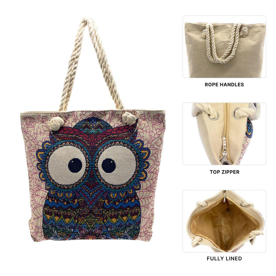 Empire Cove Womens 3 Piece Gift Set Owl Beach Tote Bag Coin Pouch Sunglasses Travel-