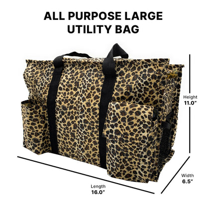 Empire Cove Womens 3 Piece Gift Set Leopard Tote Bag Cosmetic Bag Pouch Mirror-