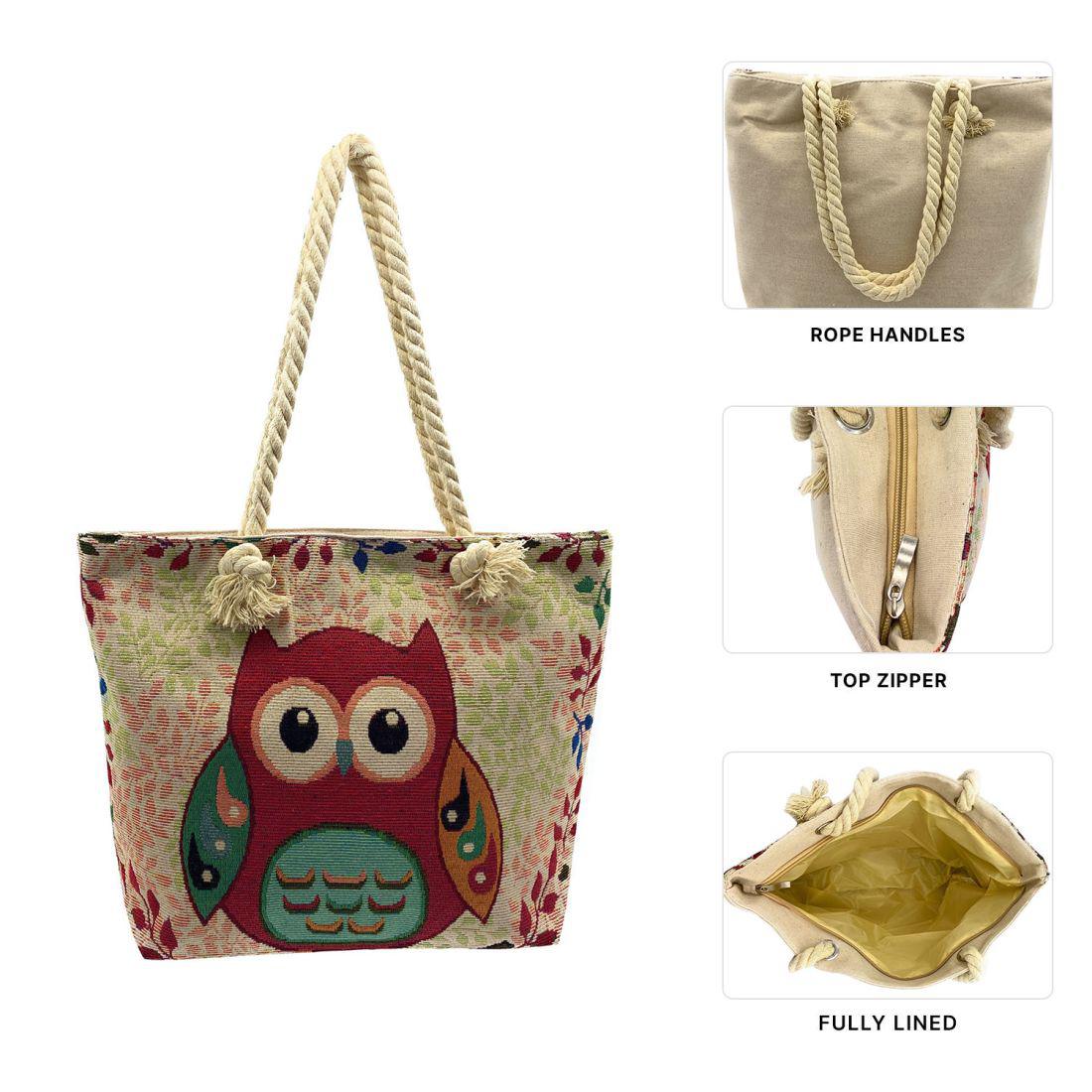 Empire Cove Womens 3 Piece Gift Set Cute Owl Tote Bag Coin Pouch Sunglasses Travel-