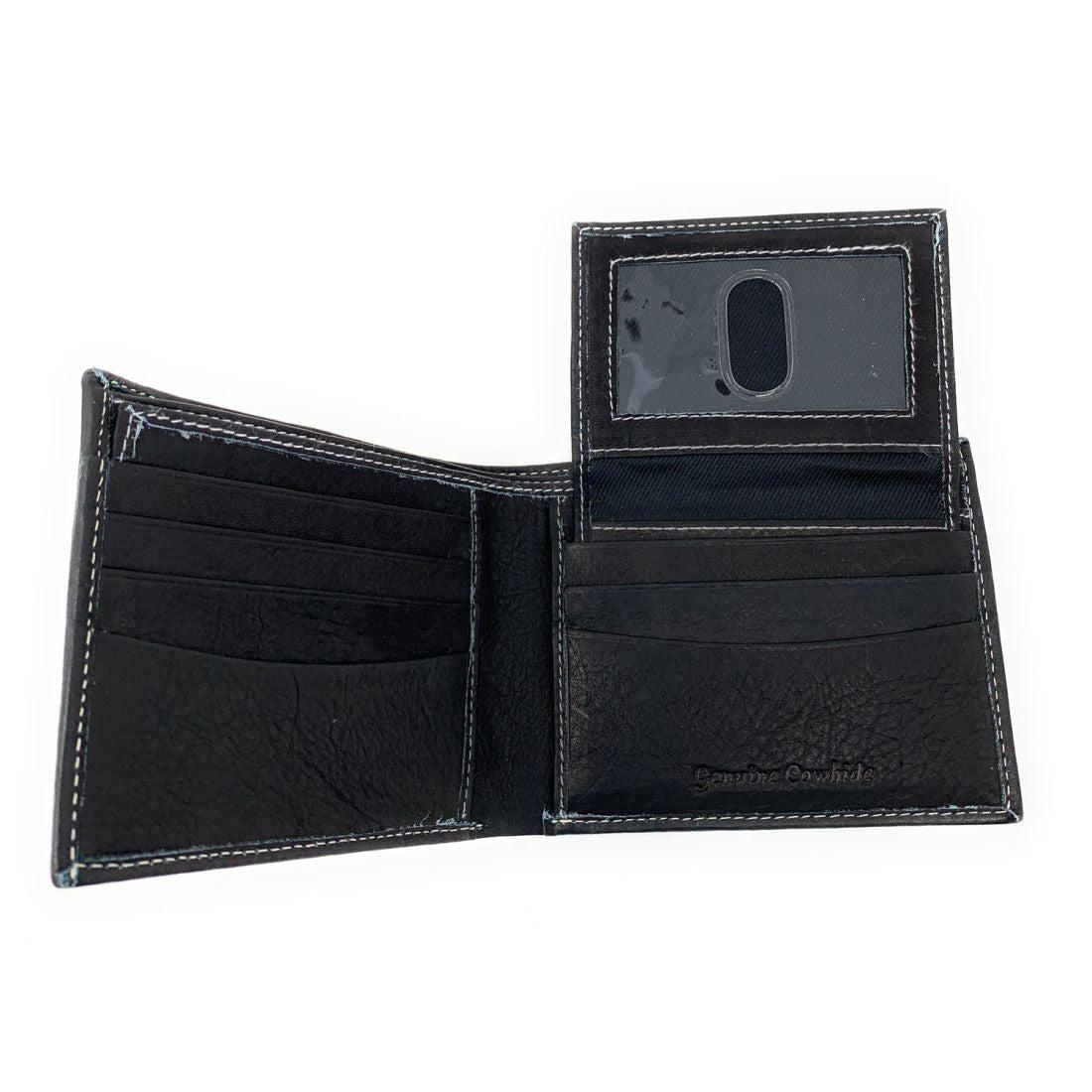 Empire Cove Stylish Genuine Leather Bifold Wallets Mens Womens-Black-