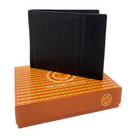 Empire Cove Stylish Genuine Leather Bifold Wallets Mens Womens-Black-