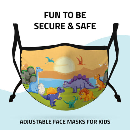 Cute Face Masks 3 / 5 Packs for Kids Child Adjustable Boys Girls Ages 3 to 9 Cotton Poly Washable Reusable 2 Layer Pocket Filter-Americana-3 Pack-