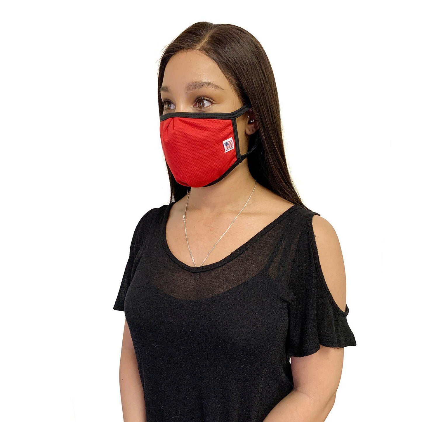 Made in USA Face Masks Mouth Nose Washable Reusable Double Layer Mask Cotton Cloth Blend-Red-