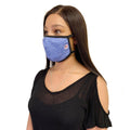 Made in USA Face Masks Mouth Nose Washable Reusable Double Layer Mask Cotton Cloth Blend-Heather Blue/White-