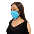 Made in USA Face Masks Mouth Nose Washable Reusable Double Layer Mask Cotton Cloth Blend-Aqua Blue-