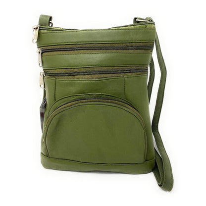 Casaba Womens Genuine Leather Crossbody Purse Shoulder Messenger Bag Organizer-Green-