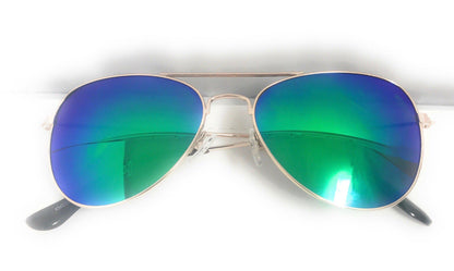 Boys Girls Kids Toddlers Children Sunglasses UV Protection Top Styles w/ Pouch-Green Mirror (Aviator)-