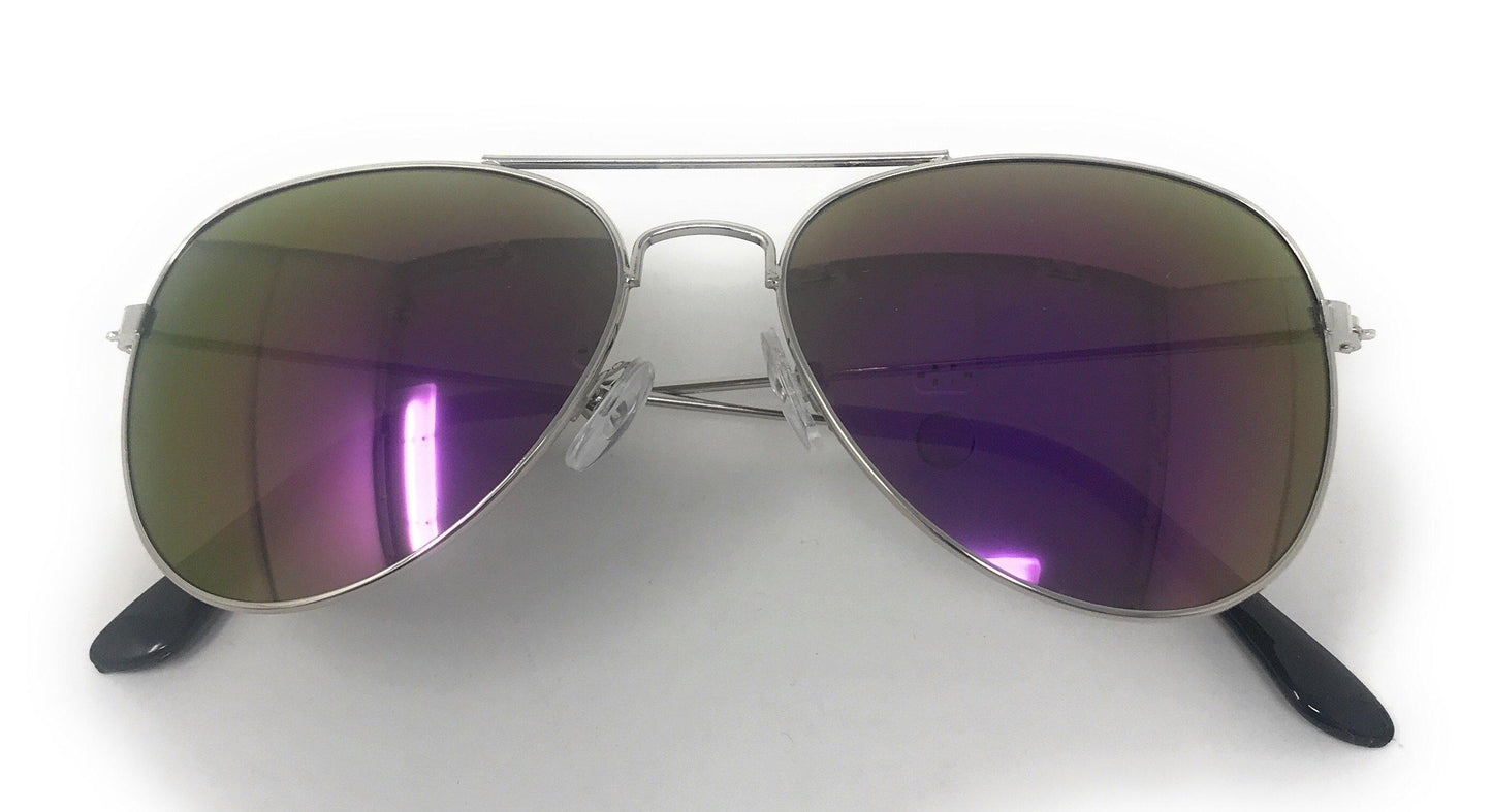Boys Girls Kids Toddlers Children Sunglasses UV Protection Top Styles w/ Pouch-Purple Mirror (Aviator)-