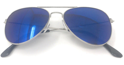 Boys Girls Kids Toddlers Children Sunglasses UV Protection Top Styles w/ Pouch-Blue Mirror (Aviator)-