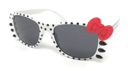 Boys Girls Kids Toddlers Children Sunglasses UV Protection Top Styles w/ Pouch-White Polka Dots (Cat Way)-