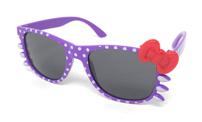 Boys Girls Kids Toddlers Children Sunglasses UV Protection Top Styles w/ Pouch-Purple Polka Dots (Cat Way)-