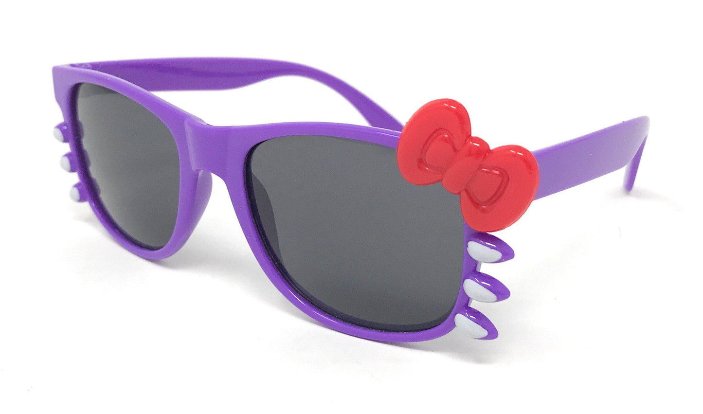 Boys Girls Kids Toddlers Children Sunglasses UV Protection Top Styles w/ Pouch-Purple Solid (Cat Way)-